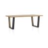 Metalox, table 230 x 100 cm - bords effet tronc d'arbre - pieds V en métal et bois - Henders and Hazel