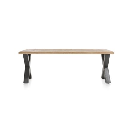 Metalox, table 230 x 100 cm - plateau droit - pieds X en métal - Henders and Hazel