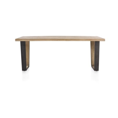 Metalox, table 230 x 100 cm - plateau droit - pieds V en métal et bois - Henders and Hazel