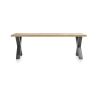 Metalox, table 250 x 100 cm- bords effet tronc d'arbre - pieds X en métal - Henders and Hazel