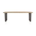 Metalox, table 250 x 100 cm - bords effet tronc d'arbre - pieds V en métal - Henders and Hazel