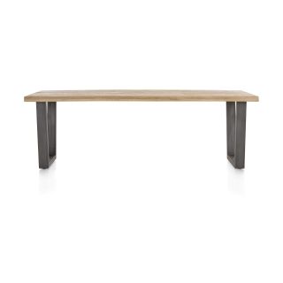 Metalox, table 250 x 100 cm - bords effet tronc d'arbre - pieds V en métal - Henders and Hazel