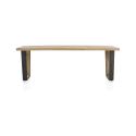 Metalox, table 250 x 100 cm - bords effet tronc d'arbre - pieds V en métal et bois - Henders and Hazel