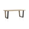 Metalox, table 250 x 100 cm - bords effet tronc d'arbre - pieds V en métal et bois - Henders and Hazel