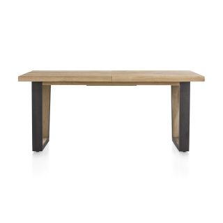 Metalox, table à rallonge 160 (+ 50) x 100 cm - bords effet tronc d'arbre - pieds V en métal et bois - Henders and Hazel