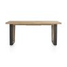 Metalox, table à rallonge 160 (+ 50) x 100 cm - bords effet tronc d'arbre - pieds V en métal et bois - Henders and Hazel