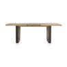 Metalox, table à rallonge 160 (+ 50) x 100 cm - bords effet tronc d'arbre - pieds V en métal et bois - Henders and Hazel