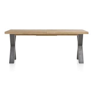 Metalox, table à rallonge 160 (+ 50) x 100 cm - plateau droit - pieds X en métal - Henders and Hazel