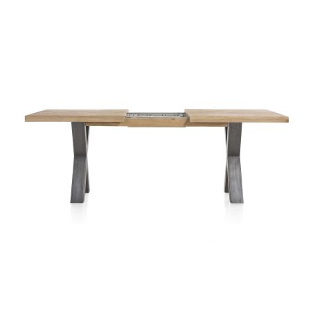 Metalox, table à rallonge 160 (+ 50) x 100 cm - plateau droit - pieds X en métal - Henders and Hazel
