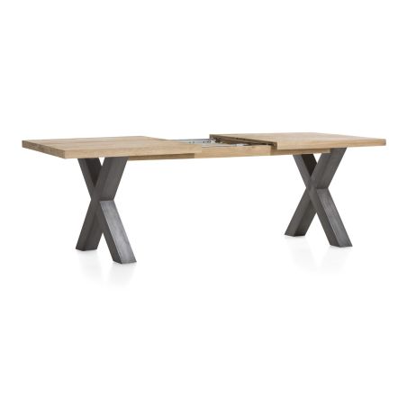Metalox, table à rallonge 160 (+ 50) x 100 cm - plateau droit - pieds X en métal - Henders and Hazel