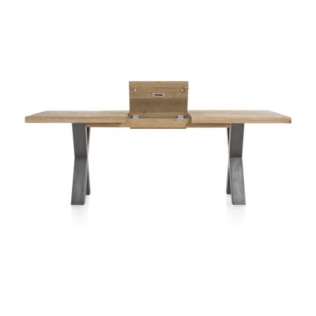 Metalox, table à rallonge 160 (+ 50) x 100 cm - plateau droit - pieds X en métal - Henders and Hazel