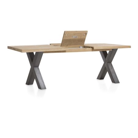 Metalox, table à rallonge 160 (+ 50) x 100 cm - plateau droit - pieds X en métal - Henders and Hazel