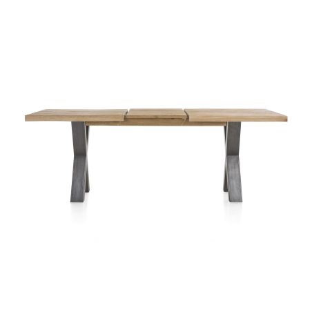 Metalox, table à rallonge 160 (+ 50) x 100 cm - plateau droit - pieds X en métal - Henders and Hazel