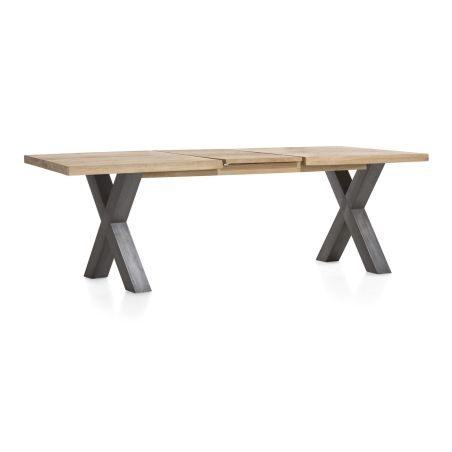 Metalox, table à rallonge 160 (+ 50) x 100 cm - plateau droit - pieds X en métal - Henders and Hazel