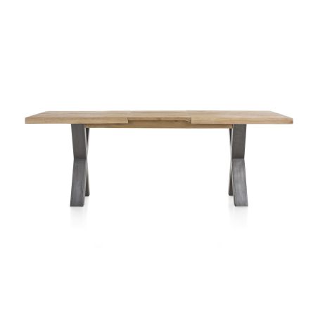 Metalox, table à rallonge 160 (+ 50) x 100 cm - plateau droit - pieds X en métal - Henders and Hazel