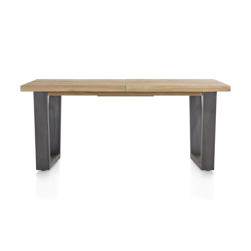 Metalox, table à rallonge 160 (+ 50) x 100 cm - plateau droit - pieds V en métal - Henders and Hazel