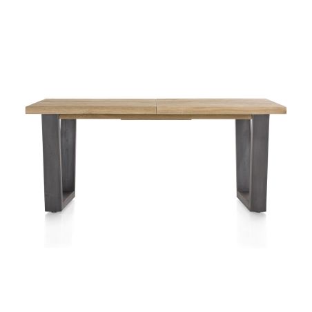 Metalox, table à rallonge 160 (+ 50) x 100 cm - plateau droit - pieds V en métal - Henders and Hazel