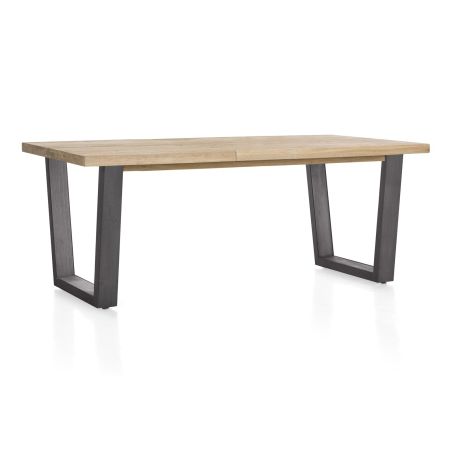 Metalox, table à rallonge 160 (+ 50) x 100 cm - plateau droit - pieds V en métal - Henders and Hazel