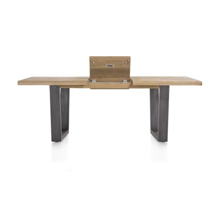 Metalox, table à rallonge 160 (+ 50) x 100 cm - plateau droit - pieds V en métal - Henders and Hazel