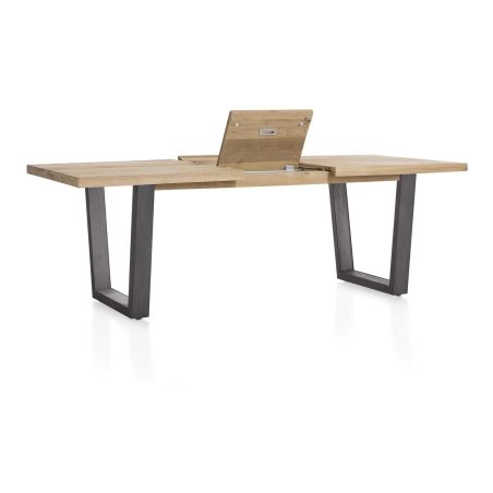 Metalox, table à rallonge 160 (+ 50) x 100 cm - plateau droit - pieds V en métal - Henders and Hazel