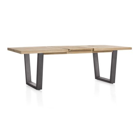Metalox, table à rallonge 160 (+ 50) x 100 cm - plateau droit - pieds V en métal - Henders and Hazel