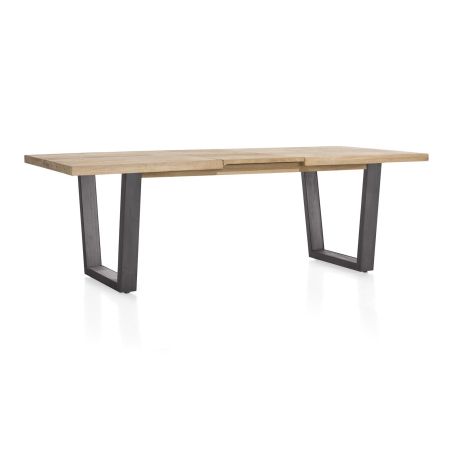 Metalox, table à rallonge 160 (+ 50) x 100 cm - plateau droit - pieds V en métal - Henders and Hazel