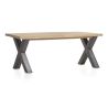 Metalox, table à rallonge 190 (+ 50) x 100 cm - bords effet tronc d'arbre - pieds X en métal - Henders and Hazel