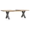 Metalox, table à rallonge 190 (+ 50) x 100 cm - bords effet tronc d'arbre - pieds X en métal - Henders and Hazel