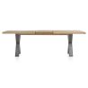 Metalox, table à rallonge 190 (+ 50) x 100 cm - bords effet tronc d'arbre - pieds X en métal - Henders and Hazel
