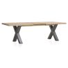 Metalox, table à rallonge 190 (+ 50) x 100 cm - bords effet tronc d'arbre - pieds X en métal - Henders and Hazel