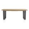 Metalox, table à rallonge 190 (+ 50) x 100 cm - bords effet tronc d'arbre - pieds V en métal - Henders and Hazel