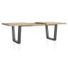 Metalox, table à rallonge 190 (+ 50) x 100 cm - bords effet tronc d'arbre - pieds V en métal - Henders and Hazel