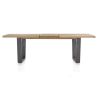 Metalox, table à rallonge 190 (+ 50) x 100 cm - bords effet tronc d'arbre - pieds V en métal - Henders and Hazel