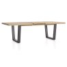 Metalox, table à rallonge 190 (+ 50) x 100 cm - bords effet tronc d'arbre - pieds V en métal - Henders and Hazel