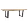 Metalox, table à rallonge 190 (+ 50) x 100 cm - bords effet tronc d'arbre - pieds V en métal - Henders and Hazel