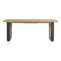 Metalox, table à rallonge 190 (+ 50) x 100 cm - bords effet tronc d'arbre - pieds V en métal et bois - Henders and Hazel