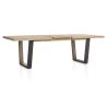 Metalox, table à rallonge 190 (+ 50) x 100 cm - bords effet tronc d'arbre - pieds V en métal et bois - Henders and Hazel
