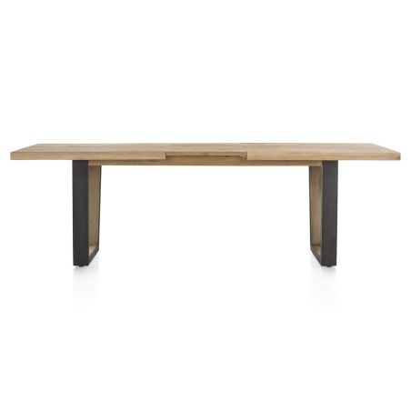 Metalox, table à rallonge 190 (+ 50) x 100 cm - bords effet tronc d'arbre - pieds V en métal et bois - Henders and Hazel