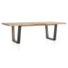 Metalox, table à rallonge 190 (+ 50) x 100 cm - bords effet tronc d'arbre - pieds V en métal et bois - Henders and Hazel