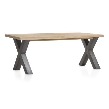 Metalox, table à rallonge 190 (+ 50) x 100 cm - plateau droit - pieds X en métal - Henders and Hazel