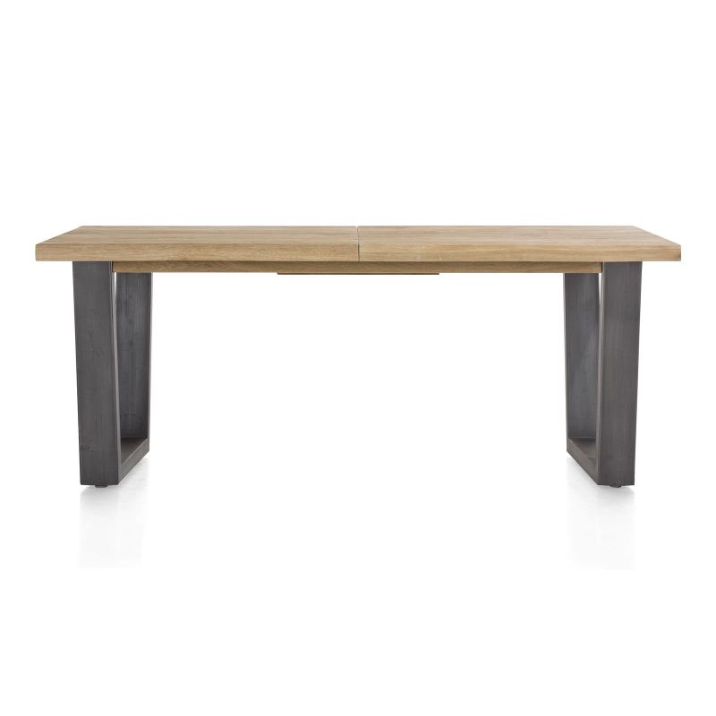 Metalox, table à rallonge 190 (+ 50) x 100 cm - plateau droit - pieds V en métal - Henders and Hazel