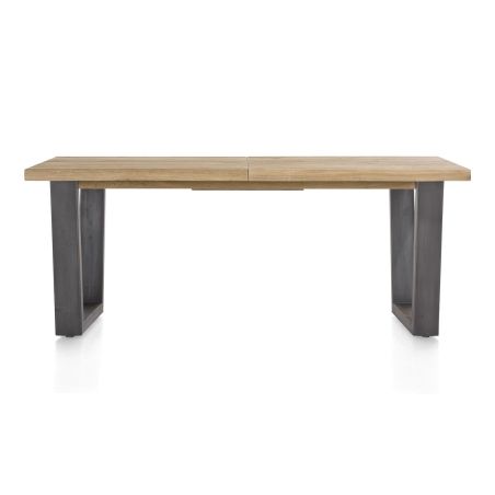 Metalox, table à rallonge 190 (+ 50) x 100 cm - plateau droit - pieds V en métal - Henders and Hazel