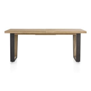 Metalox, table à rallonge 190 (+ 50) x 100 cm - plateau droit - pieds V en métal et bois - Henders and Hazel