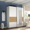 Armoire Boston 181 cm en décor blanc neige et chêne Artisan avec 2 portes coulissantes