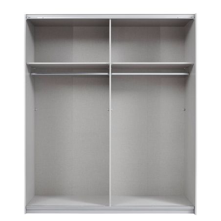 Armoire Boston 181 cm en décor blanc neige et chêne Artisan avec 2 portes coulissantes