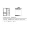 Armoire Boston 181 cm en décor blanc neige et chêne Artisan avec 2 portes coulissantes