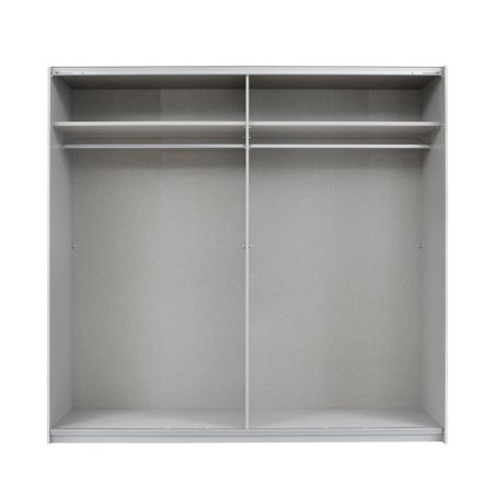 Armoire Boston 226 cm en décor blanc neige et chêne Artisan avec 2 portes coulissantes