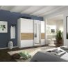 Armoire Boston 226 cm en décor blanc neige et chêne Artisan avec 2 portes coulissantes