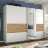 Armoire Boston 271 cm en décor blanc neige et chêne Artisan avec 2 portes coulissantes