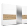 Armoire Boston 271 cm en décor blanc neige et chêne Artisan avec 2 portes coulissantes